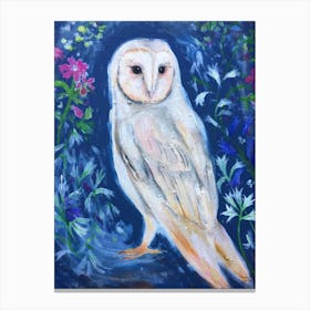Owl And Wild Flowers Canvas Print