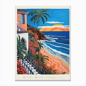 Poster Of Malibu Beach, California, Matisse And Rousseau Style 2 Canvas Print