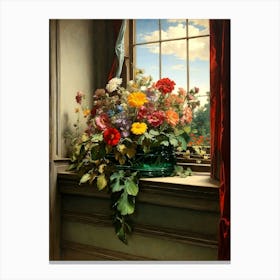 Window Sill With Flowers Canvas Print