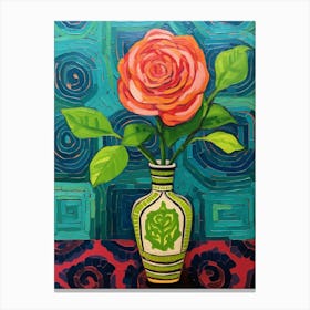 Flowers In A Vase Still Life Painting Rose 1 Canvas Print