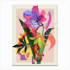 Amaryllis 4 Neon Flower Collage Canvas Print