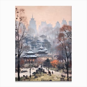 Winter City Park Painting Yoyogi Park Taipei Taiwan 4 Canvas Print