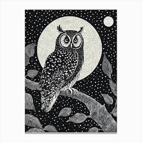 An Owl Perched Silently In The Moonlit Night 1 Canvas Print