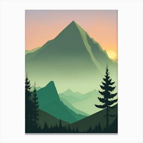 Misty Mountains Vertical Background In Green Tone 12 Canvas Print