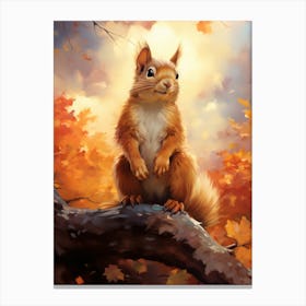 Squirrel In Autumn 1 Canvas Print