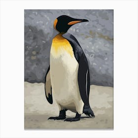 King Penguin Saunders Island Minimalist Illustration 4 Canvas Print