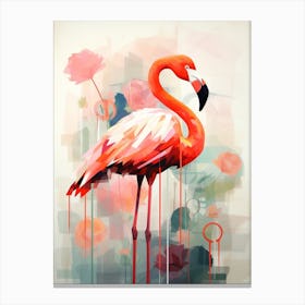 Bird Painting Collage Greater Flamingo 1 Canvas Print
