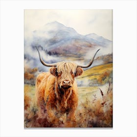 Ochre Colour Scheme Mountain Cow 2 Canvas Print