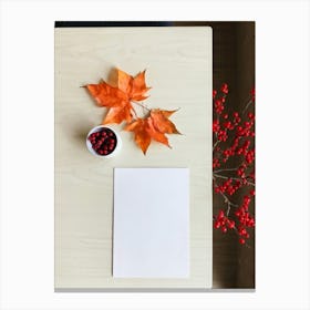 An Overhead View Of A Minimalist Still Life Art Piece On A White Border Table The Primary Subject (6) Canvas Print