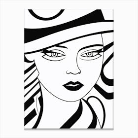 Line Art Inspired By Woman With A Hat By Matisse 4 Canvas Print
