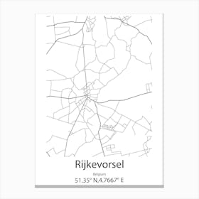 Rijkevorsel,Belgium Minimalist Map Canvas Print