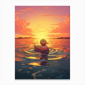 Sunset Animated Duck 1 Canvas Print