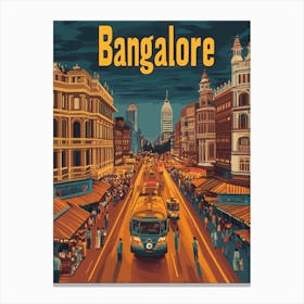 Aihrgdesign A 1970s Inspired Travel Poster For Bangalore 2 Canvas Print