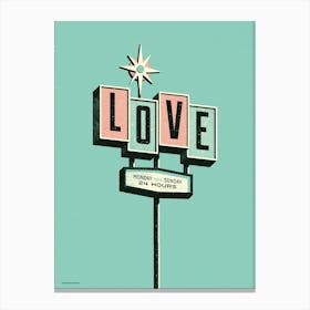 Love 24/7 Retro Las Vegas Motel Road Sign Wedding Anniversary Art Print Canvas Print