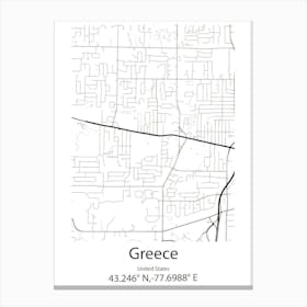 Greece,United States Minimalist Map Canvas Print