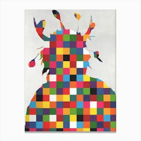 Indian Portrait Disaster · Kicking Bear Colorful Square Canvas Print