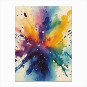 Vibrant Watercolor Painting Captures Viewers Attention With Explosion Of Colors That Range From Deep Purples To Bright Yellows Canvas Print