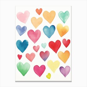 Watercolor Hearts 7 Canvas Print