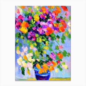 Sweet Pea Floral Abstract Block Colour 2 Flower Canvas Print