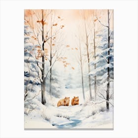 Winter Watercolour Beaver 1 Canvas Print