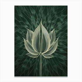 Lotus Abstract Art in Green Canvas Print