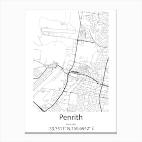 Penrith,Australia Minimalist Map Canvas Print