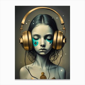 Girl With Headphones 54 Canvas Print