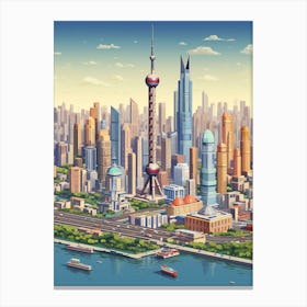 Shanghai Pixel Art 4 Canvas Print