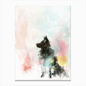 Pastel Schipperke Dog Pastel Line Illustration  1 Canvas Print