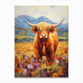 Highland Cow In The Poppies Canvas Print
