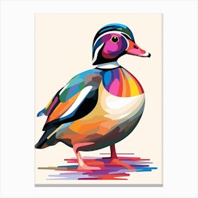 Colourful Geometric Bird Wood Duck 1 Canvas Print