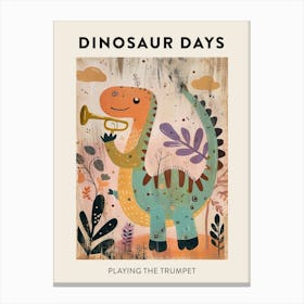 Playing The Trumpet Dinosaur Poster Canvas Print