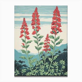 Hagi Bush Clover 1 Vintage Botanical Woodblock Canvas Print