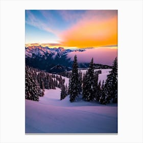 Courchevel, France Sunrise Skiing Poster Canvas Print