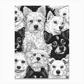 Perfectly Repeatable Artwork With Cute Dog Faces 09 Canvas Print