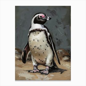 African Penguin Fernandina Island Oil Painting 2 Canvas Print