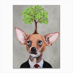 Chihuahua With Tree Canvas Print