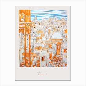 Tunis Tunisia Orange Drawing Poster Canvas Print