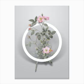 Vintage Pink Pompon Rose Minimalist Floral Geometric Circle on Soft Gray n.0175 Canvas Print