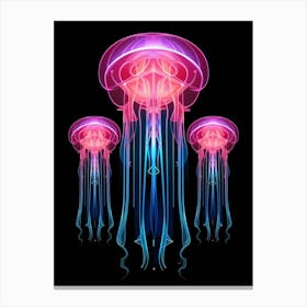 Moon Jellyfish Neon Illustration 6 Canvas Print