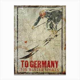 Vintage Travel Poster ― To Germany For Winter Sports 2 Canvas Print