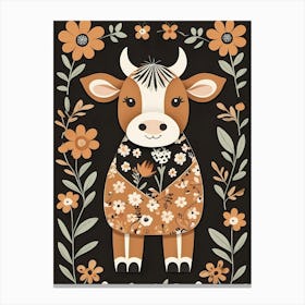 Floral Cute Baby Cow Nursery (26) Canvas Print