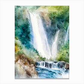 Zrmanja Waterfalls, Croatia Water Colour  (3) Canvas Print