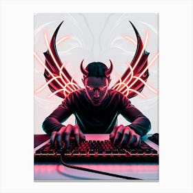 Devil On A Computer Canvas Print