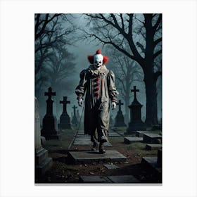 Freaky Clown In The Cemetery Canvas Print