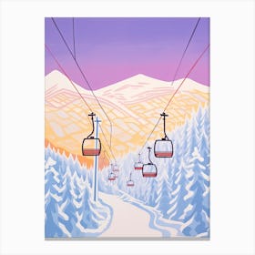 Heavenly Mountain   California:Nevada, Usa, Ski Resort Pastel Colours Illustration 1 Canvas Print