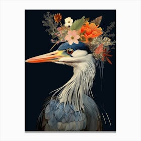 Bird With A Flower Crown Great Blue Heron 6 Canvas Print