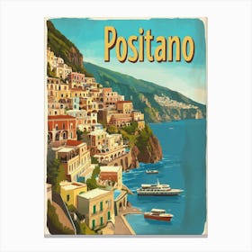 Aihrgdesign A Vintage Travel Poster Of Positano 3 Canvas Print