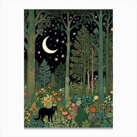 William Morris Cat In The Forest 28 Canvas Print