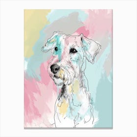 Pastel Bedlington Terrier Dog Line Illustration 1 Canvas Print